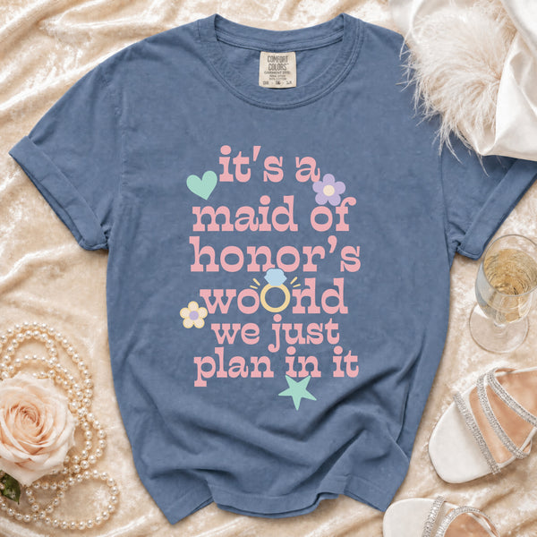 Maid of Honor World T-shirt in Blue Jean