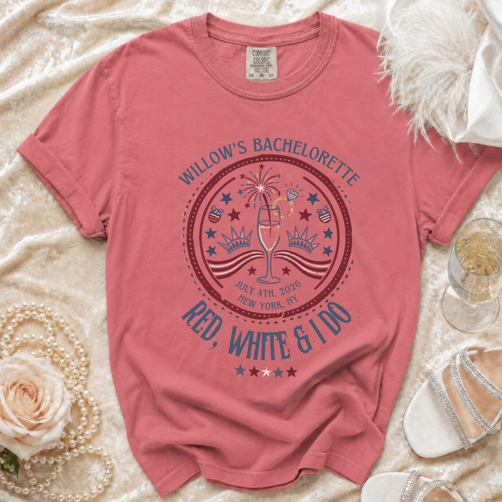 Willow's Bachelorette July 4th, 2026 Red, White & I Do t-shirt.