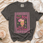 Dark grey t-shirt with "This Bride Needs a Pina Colada" graphic and a tropical drink.