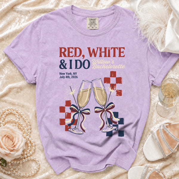 Red, White & I Do Bachelorette T-Shirt in Orchid