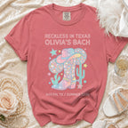 Cowboy boot and disco ball graphic for Olivia's Bach in Texas.