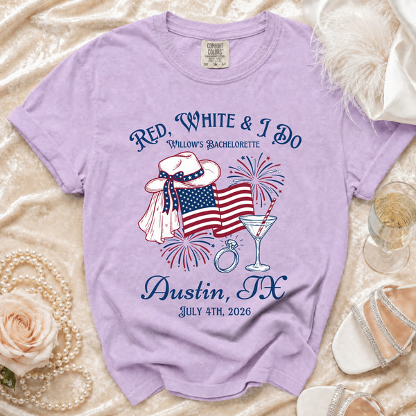 Red, White & I Do Celebration T-Shirt in Orchid