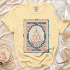 Yellow t-shirt with "PROFESSIONAL HYPE WOMAN" and champagne glasses design.