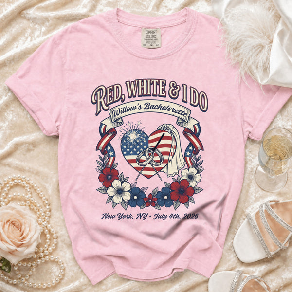 Red, White & I Do Bachelorette T-Shirt in Blossom