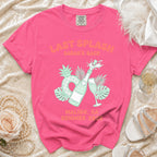 Pink t-shirt with "Last Splash Sarah's Bach Malibu, CA Summer 2026" text and graphics.