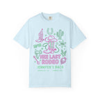 Light blue t-shirt with "Her Last Rodeo Jennifer's Bach" and western graphics.