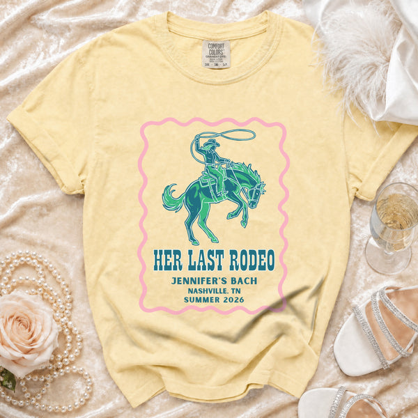 Her Last Rodeo Western Bachelorette T-Shirt in Butter