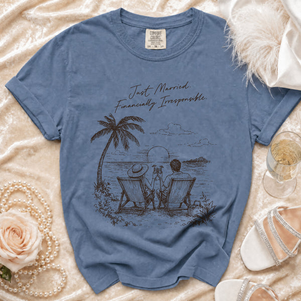 Married & Irresponsible T-shirt in Blue Jean