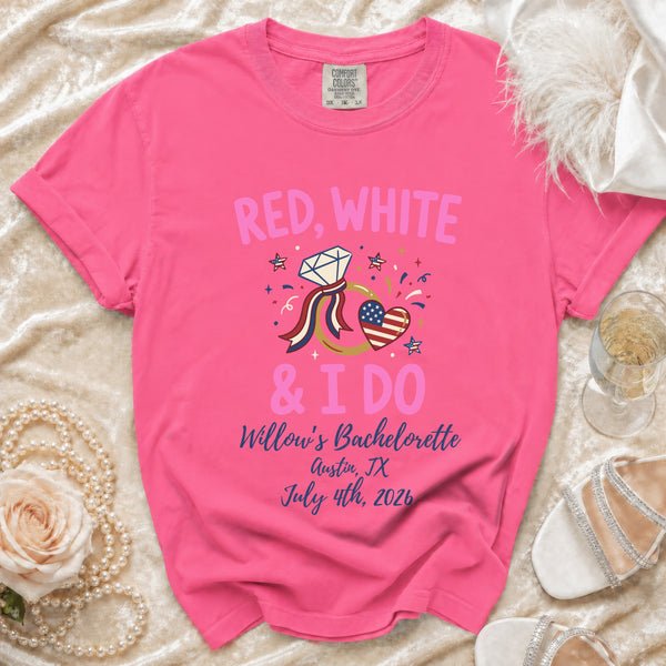 Red White & I Do Bachelorette T-Shirt in Crunchberry