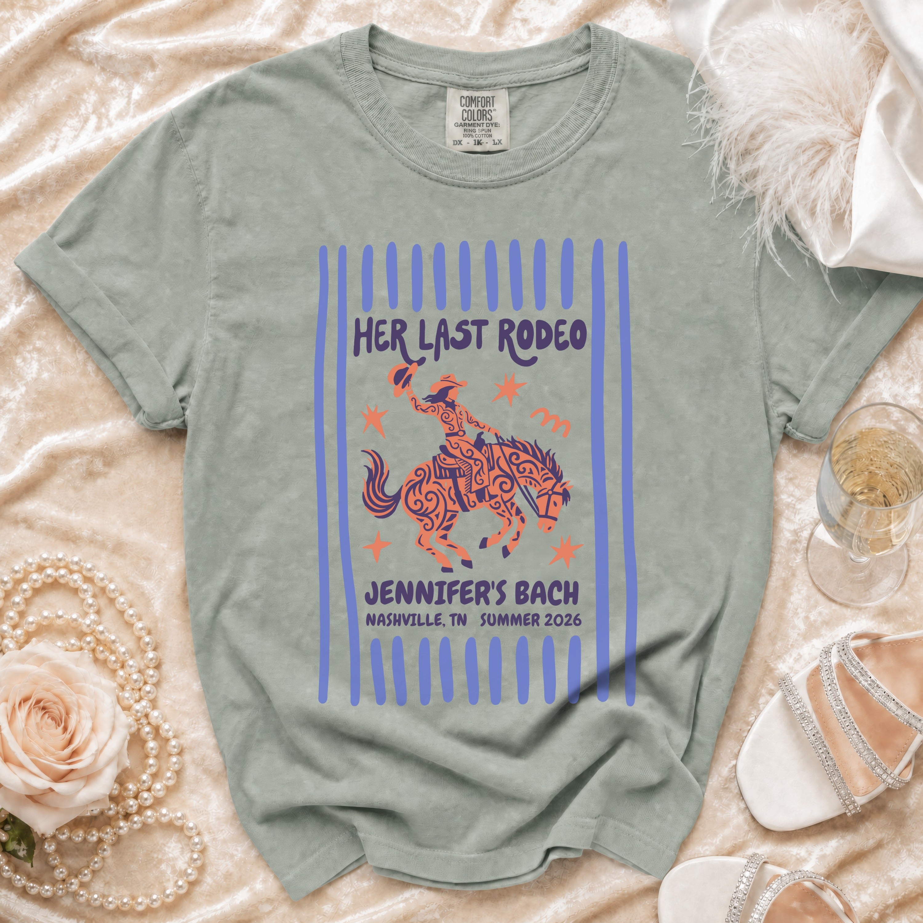 "Her Last Rodeo" t-shirt with rodeo graphic for Jennifer's Bach Nashville 2026.
