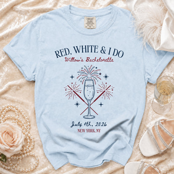 Red White & I Do Bachelorette T-shirt in Chambray