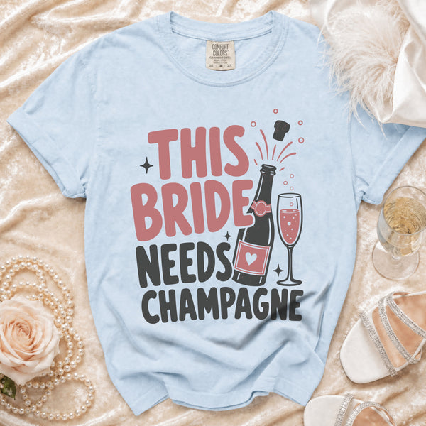 Champagne Bride T-shirt in Chambray