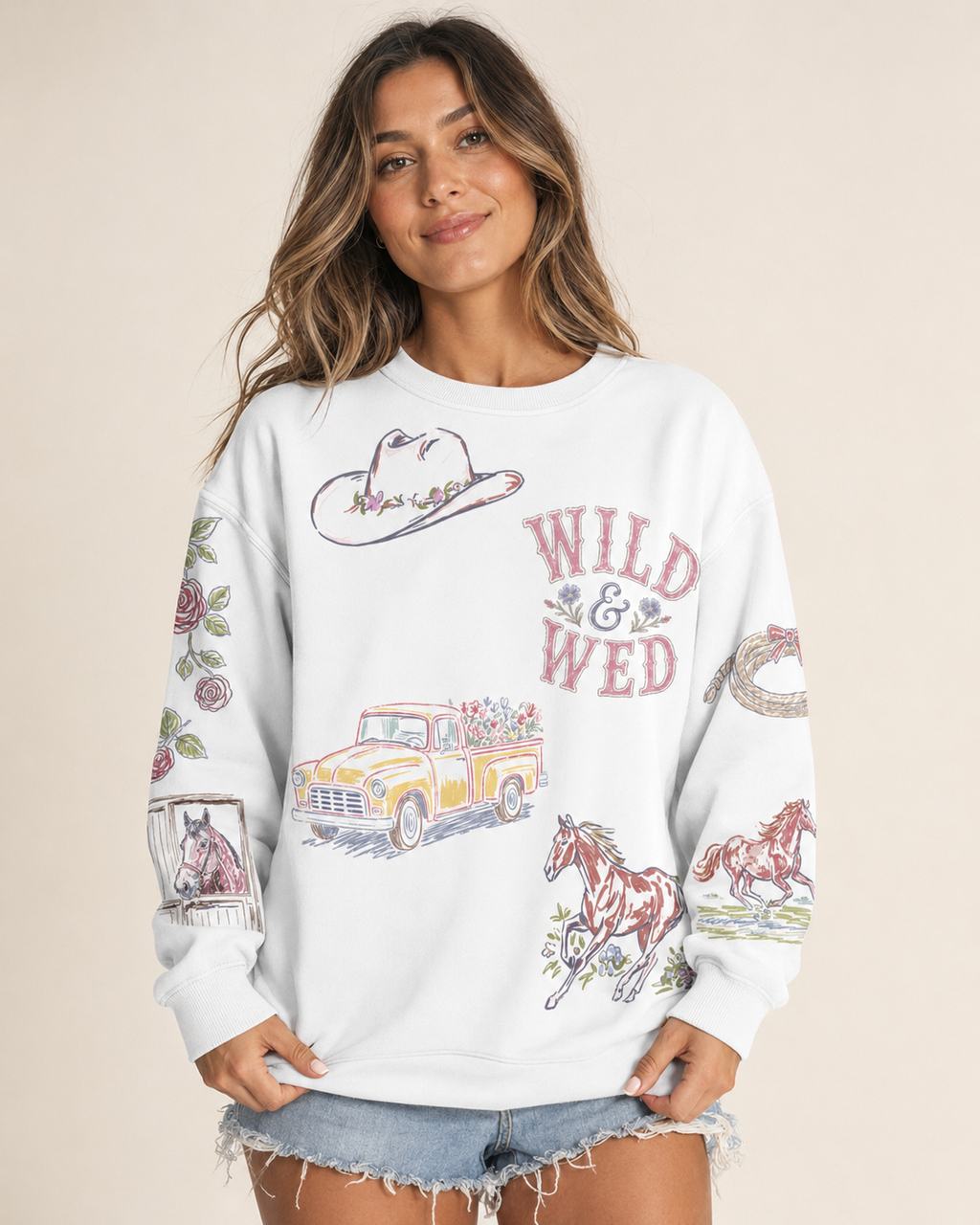 Western Bride Doodles Sweatshirt