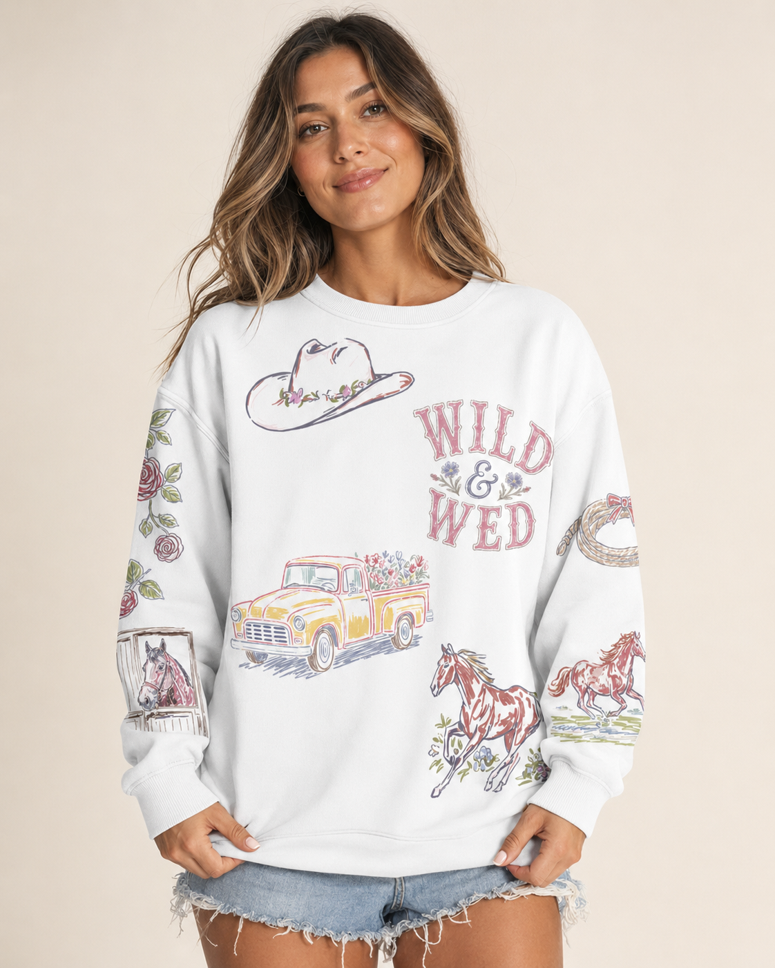 Western Bride Doodles Sweatshirt