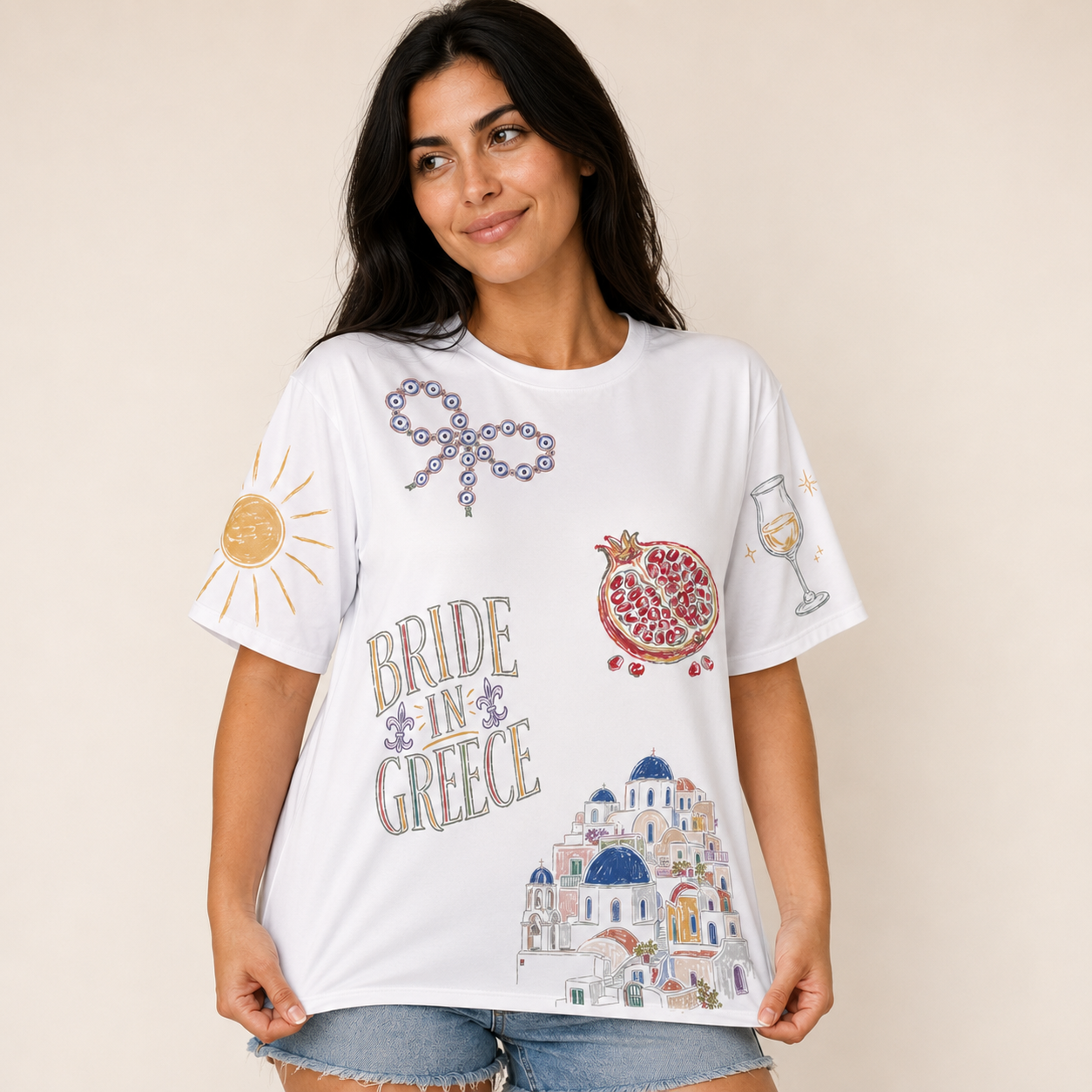 Greece Bride Doodles T-shirt