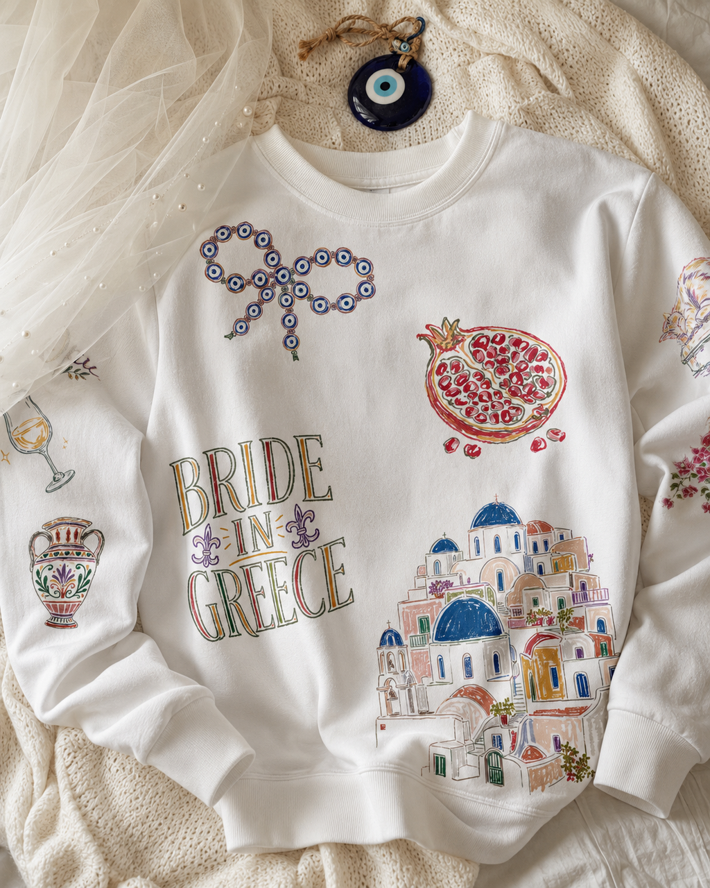 Greece Bride Doodles Sweatshirt