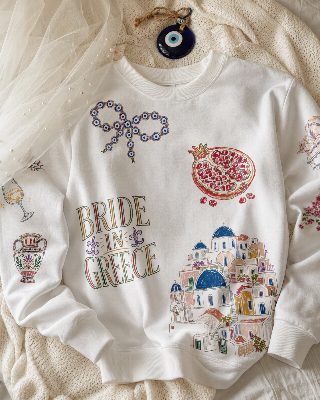 Greece Bride Doodles Sweatshirt