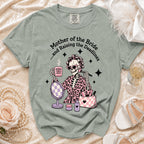 Skeleton graphic on t-shirt: Mother of the Bride... and Raising the Deadlines.