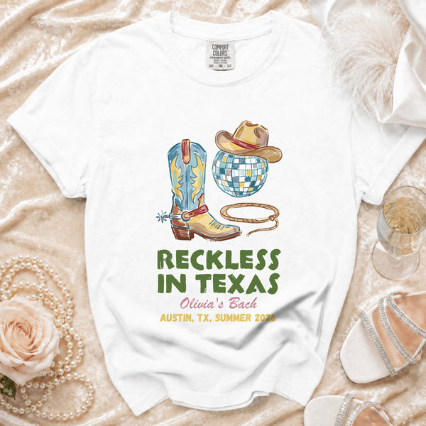 Reckless Disco Texas Bachelorette T-shirt in White