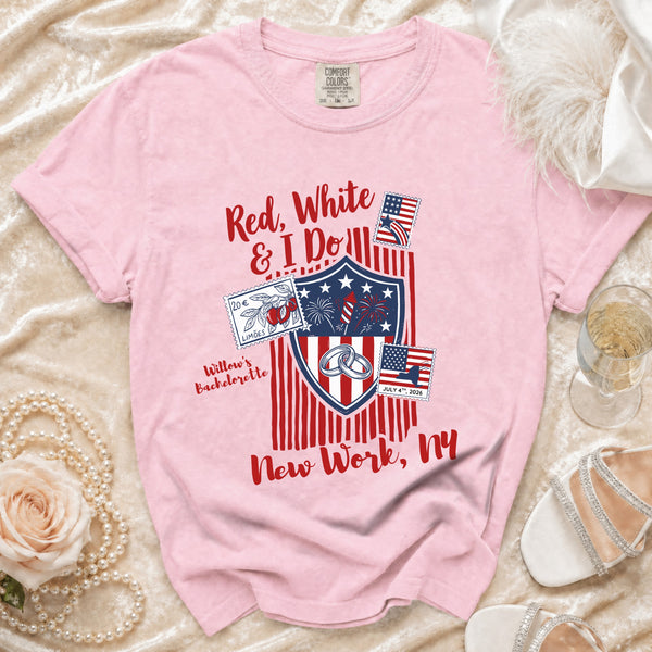 4th of July Red, White & I Do T-shirt in Blossom