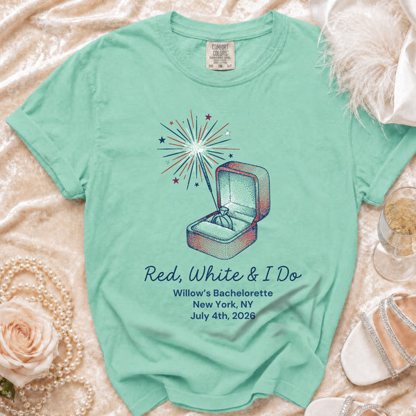 Red, White & I Do Bachelorette T-Shirt in Island Reef