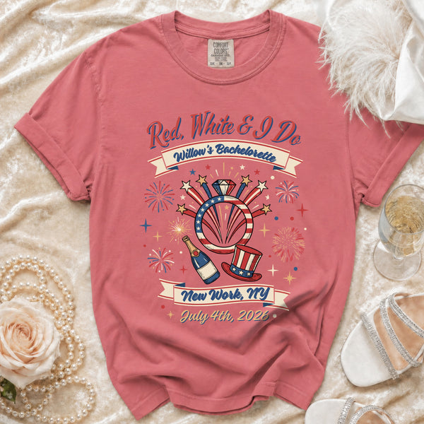 Red, White & I Do Bachelorette T-Shirt in Watermelon