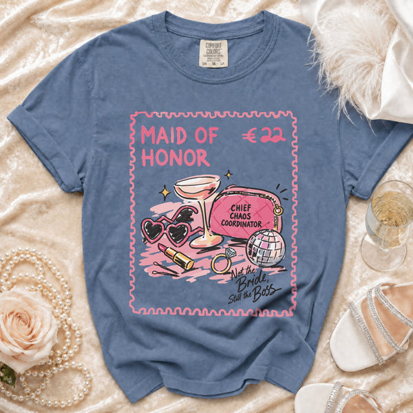 Maid of Honor T-Shirt in Blue Jean