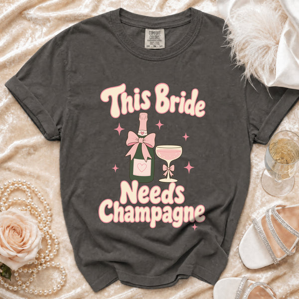 This Bride Champagne T-Shirt in Pepper
