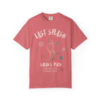 Coral t-shirt with "Last Splash" and "Sarah's Bach Summer 2026" text.