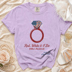 Red, White & I Do Willow's Bachelorette T-shirt with diamond ring design.