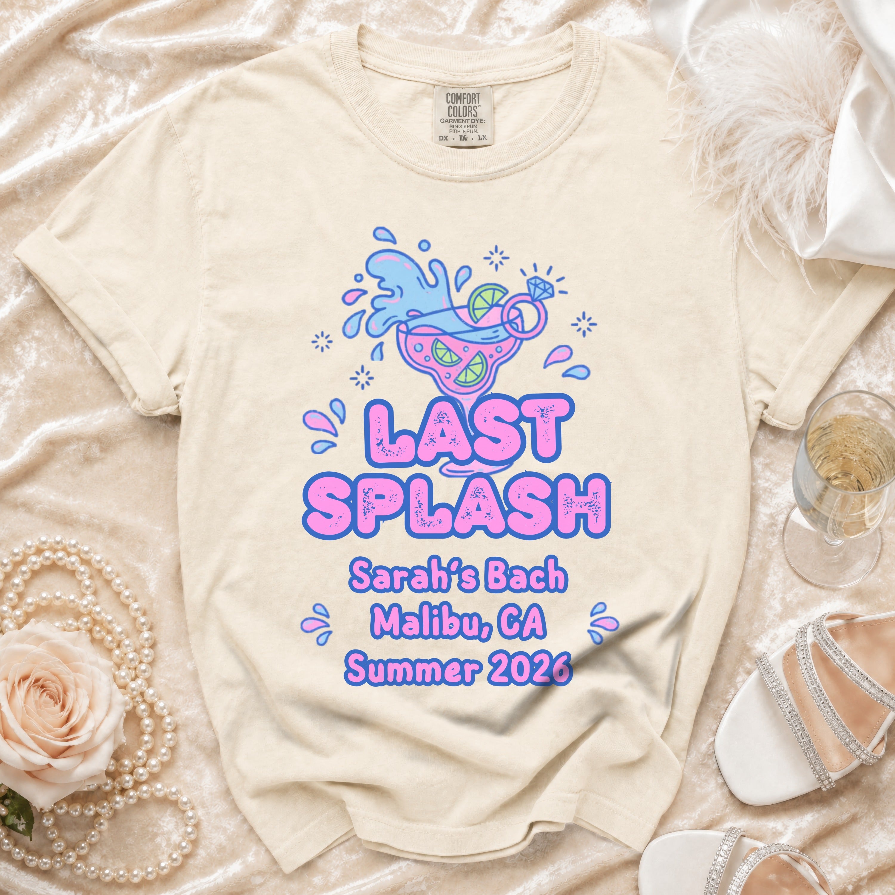 Last Splash Sarah's Bach Malibu, CA Summer 2026 graphic t-shirt.
