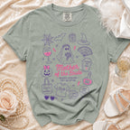 Ghost bride design on a sage green t-shirt reads "Mother of the Bride."