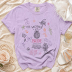 Lavender t-shirt with "Mother of the Bride" and "Emotionally preparing for spooky dancing and cake" text.