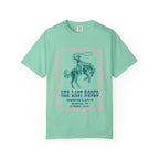 Mint green t-shirt with "Her Last Rodeo" text and a rodeo rider graphic.