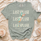 T-shirt with "Last Splash" repeated, Sarah's Bach, Malibu CA Summer 2026.