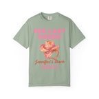 Her Last Rodeo bachelorette t-shirt with cowboy hat and rope, Nashville, TN Summer 2020.