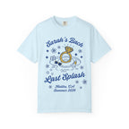 Sarah's Bach Last Splash t-shirt with ring, pool, and stars.