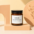 Amber jar candle with black lid, reads "smells like a question only you can answer. MY MAID OF HONOR?".