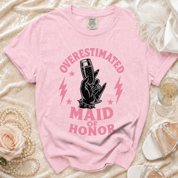 Overestimated Maid of Honor T-Shirt in Blossom