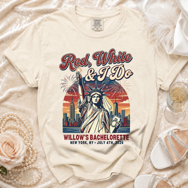 Patriotic Bride 'Red, White & I Do' T-Shirt in Ivory