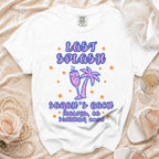 White t-shirt with "Last Splash Sarah's Bach Malibu, CA Summer 2026" graphic.