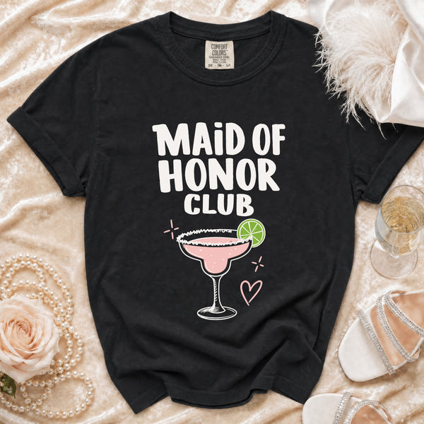 Maid of Honor Club T-Shirt in Black