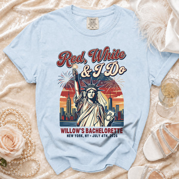 Patriotic Bride 'Red, White & I Do' T-Shirt in Chambray