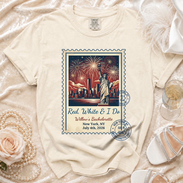 Red, White & I Do NYC Bachelorette T-Shirt in Ivory