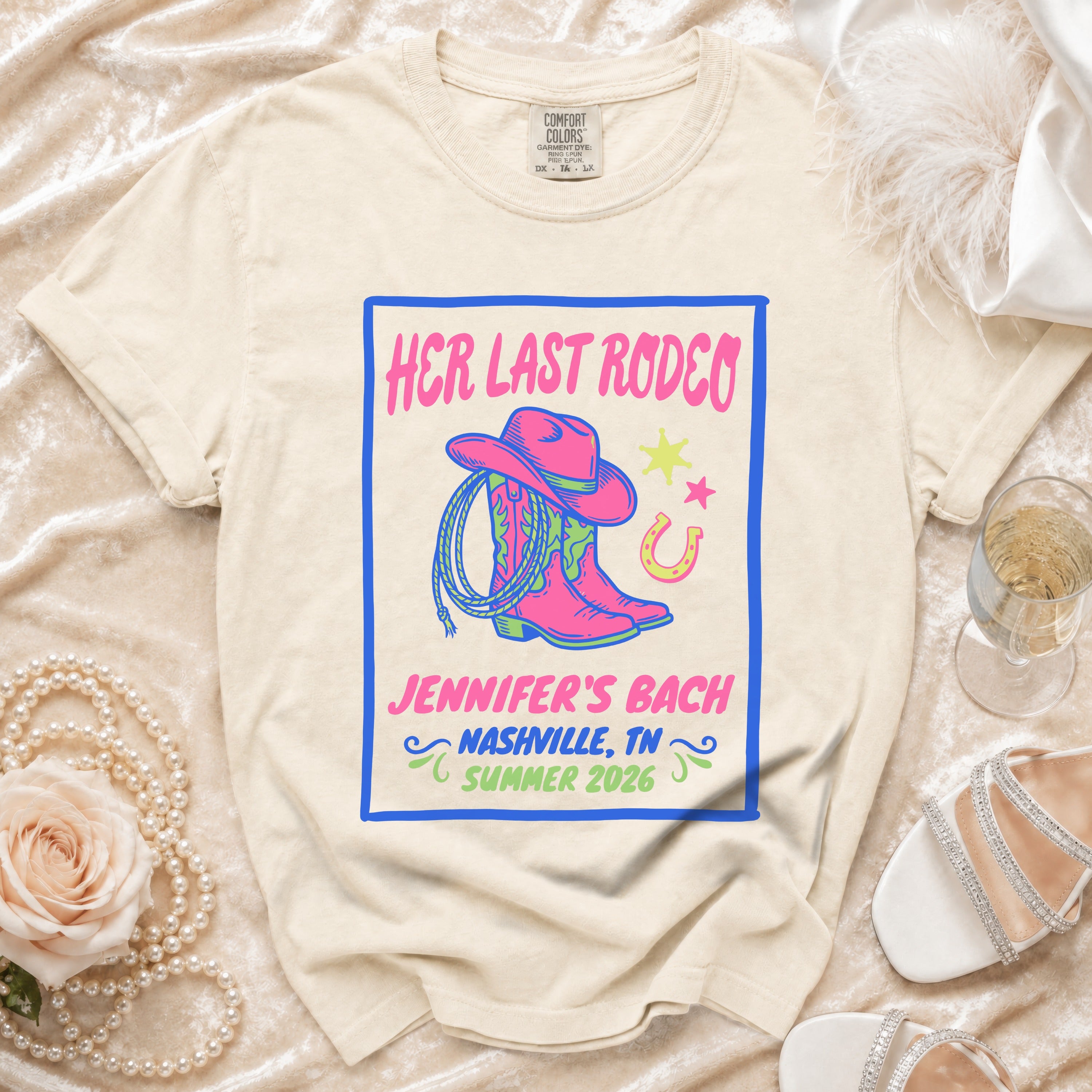 T-shirt for "Her Last Rodeo Jennifer's Bach" in Nashville, TN, Summer 2026.