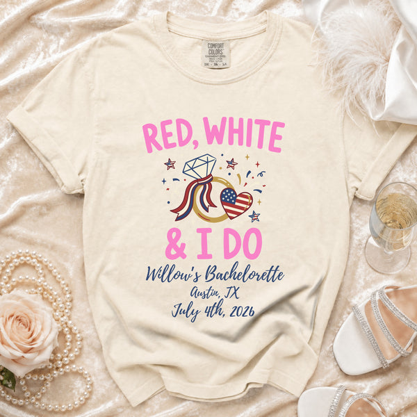 Red White & I Do Bachelorette T-Shirt in Ivory