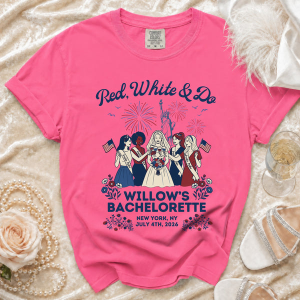 Red, White & Do Bachelorette T-Shirt in Crunchberry