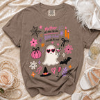 Brown t-shirt with "Mother of the Bride BOO-tiful inside & out" graphic.