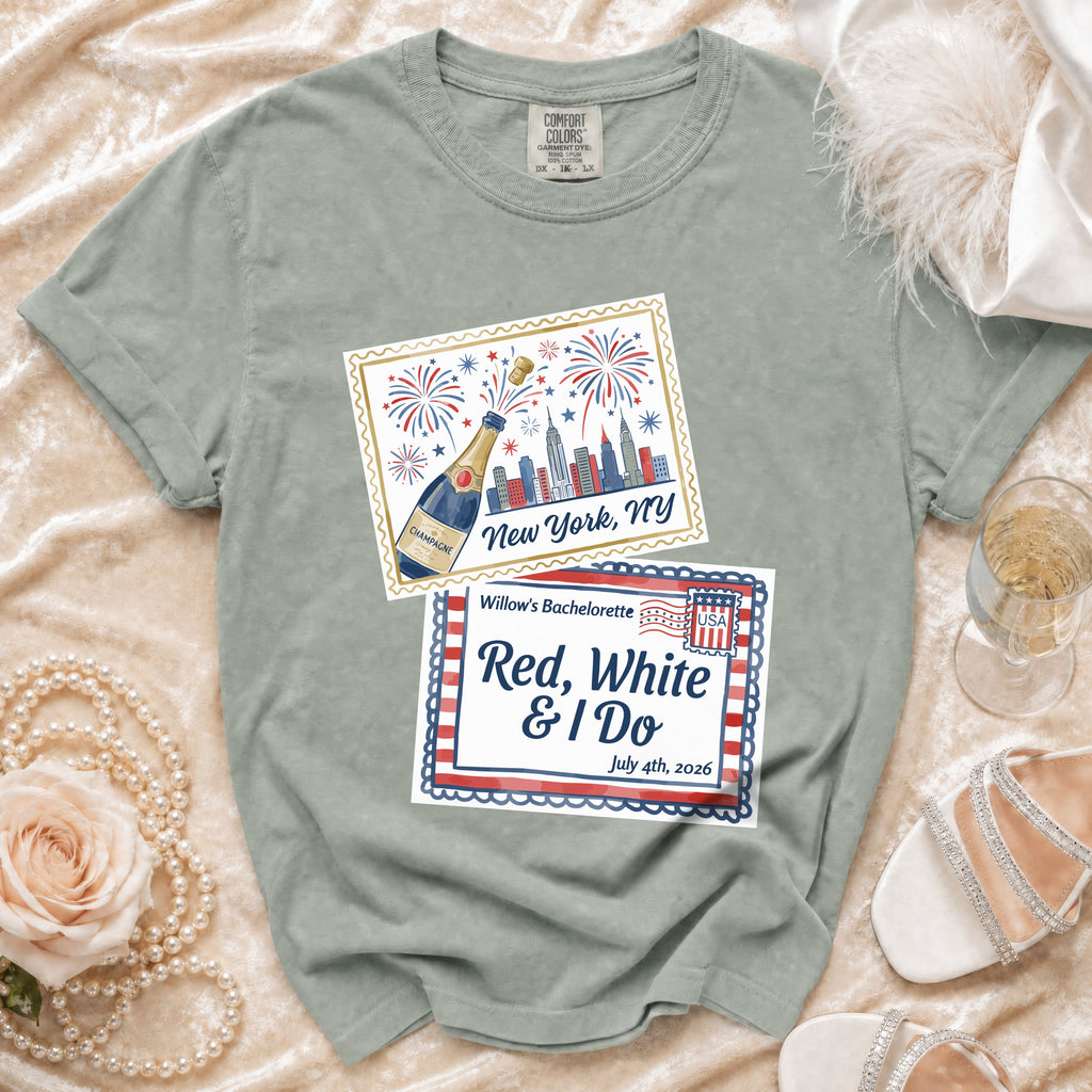 T-shirt with "New York, NY" and "Willow's Bachelorette" design.