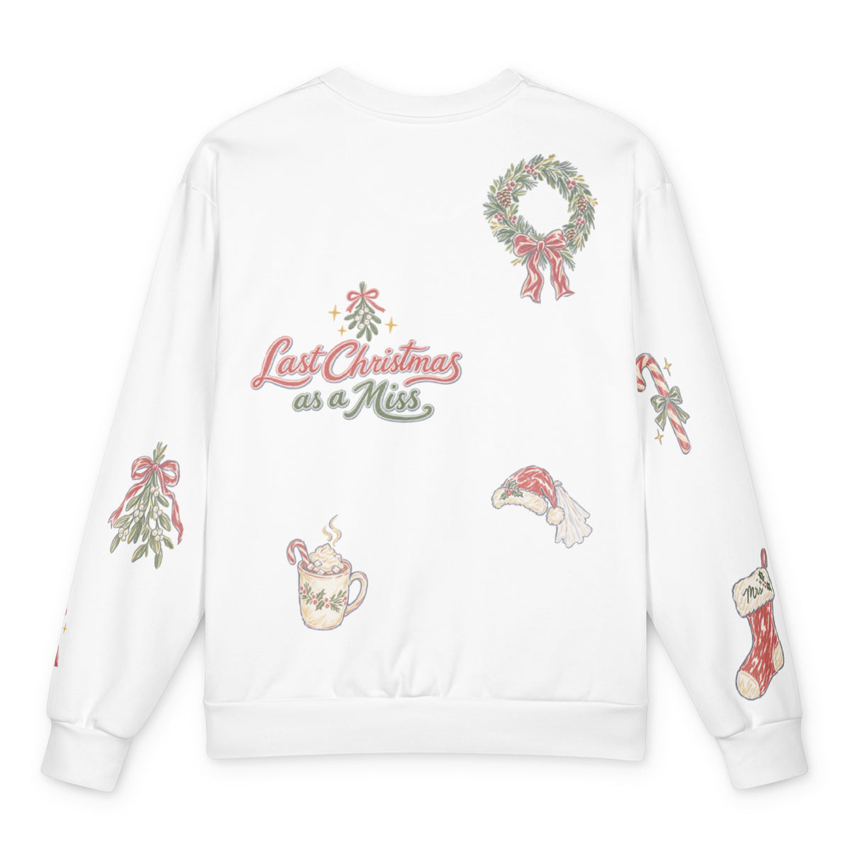 Christmas Bride Doodles Sweatshirt, flat back